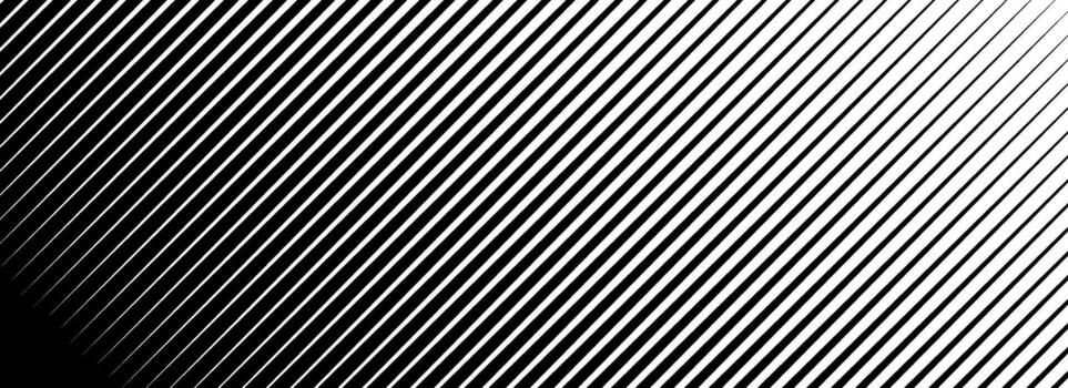Diagonal line halftone gradation texture. Fade oblique stripe gradient background. Black slant lines pattern backdrop. Vanishing thin parallel stripes wallpaper for overlay, print, cover vector