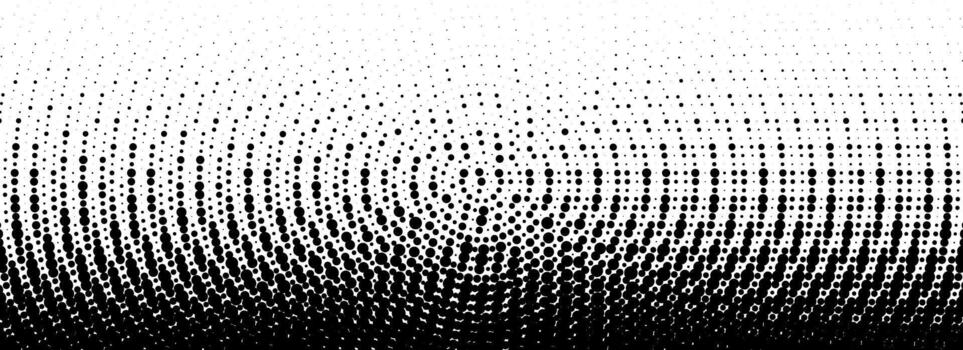 punteado trama de semitonos degradado textura. desvanecimiento ondulado polca punto antecedentes. punto curvo circular modelo fondo de pantalla. negro y blanco cómic popular Arte cubrir fondo. trama de semitonos trama ondulado muaré efecto vector