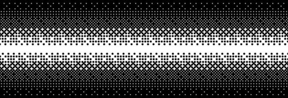 Fading bitmap gradient texture. Black and white dither pattern background. Abstract pixelated glitch pattern. 8 bit game screen wallpaper. Vanishing pixel art backdrop halftone vector