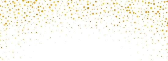 Falling down gold circle confetti background. Splattered golden dotted glitter pattern. Yellow and orange dot wallpaper. Christmas, New Year or birthday celebration party backdrop. vector
