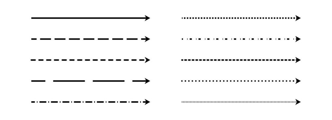 Black straight arrows set. Long thin arrow collection. Doodle sketched pointers and direction lines. Outline stripe design elements bundle for flyer, poster, brochure, booklet, banner.