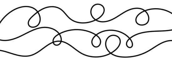 Thin squiggle lines. Wavy wiggle stripe pattern collection. Curvy thread or yarn lines for ornament, decor, separate, divider. Tangled squiggly linear doodle shapes. vector