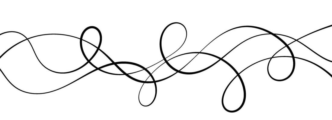 Thin squiggle lines. Wavy wiggle stripes pattern decoration. Curvy thread, string or yarn strikes for ornament, decor, separate, divider. Tangled squiggly linear doodle wave shapes.