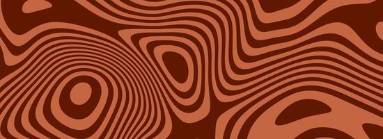 Retro coffee color background. Tasty milk chocolate liquid dessert texture. Wavy swirl candy pattern for poster, cover, banner. Vintage brown trippy hippie wallpaper in 60s or 70s style. vector