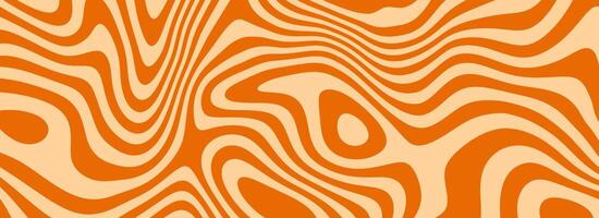 Retro caramel line background. Salted caramel liquid desert texture. Wavy swirl candy pattern for poster, cover, banner, pamphlet. Orange nougat hippie wallpaper in 60s or 70s style. vector