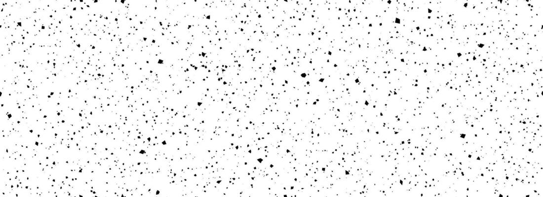 Black and white dirty dust dot seamless pattern. Grunge dripped splashed sprinkles, particles wallpaper. Small distressed noise grain repeated background. Random mottled gritty overlay texture.