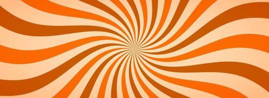 Caramel colored sunburst background. Salted caramel ice cream sunbeam pattern. Orange nougat dessert wallpaper for template, banner, poster, flyer. Rotating cartoon candy rays and beams vector