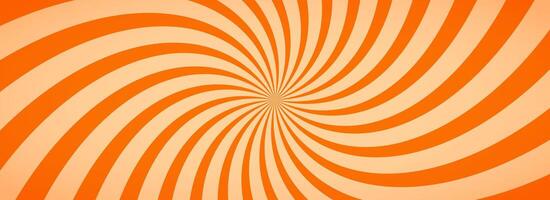 Caramel color sunburst background. Salted caramel ice cream sunbeam pattern design. Orange nougat dessert wallpaper for template, banner, poster, flyer. Rotating cartoon candy rays and beams vector