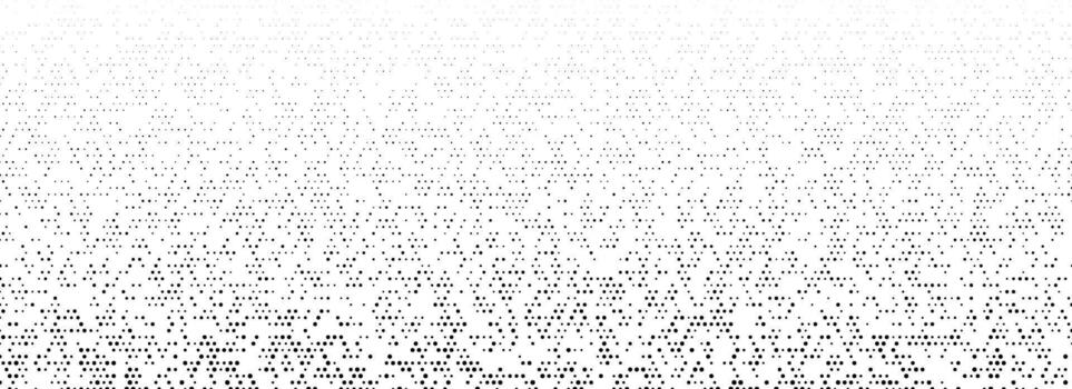 negro punteado ruido degradado textura. desvanecimiento cómic píxel grano modelo. disolviendo grunge partícula cuadrícula fondo de pantalla. irregular grano cubrir fondo. punteado punto trama de semitonos antecedentes vector