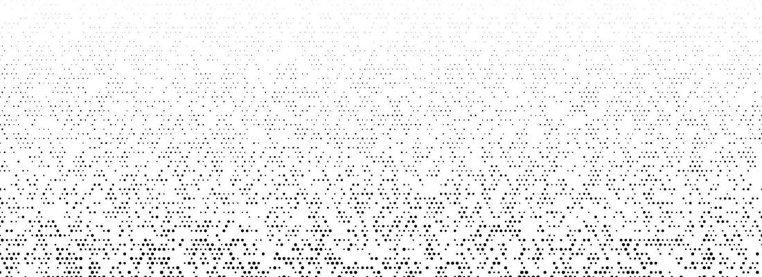 Black dotted noise gradient texture. Fading comic pixel grain pattern. Dissolving grunge particle grid wallpaper. Irregular grain overlay backdrop. Stippling speckle halftone background