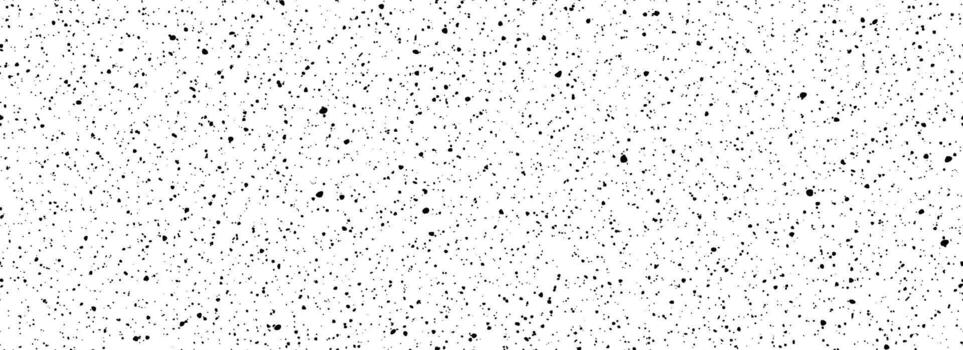 Black and white dirty dotted seamless pattern. Grunge dripped sprinkles, particles, dust or splashes wallpaper. Distress noise grain repeating background. Random mottled gritty overlay texture vector