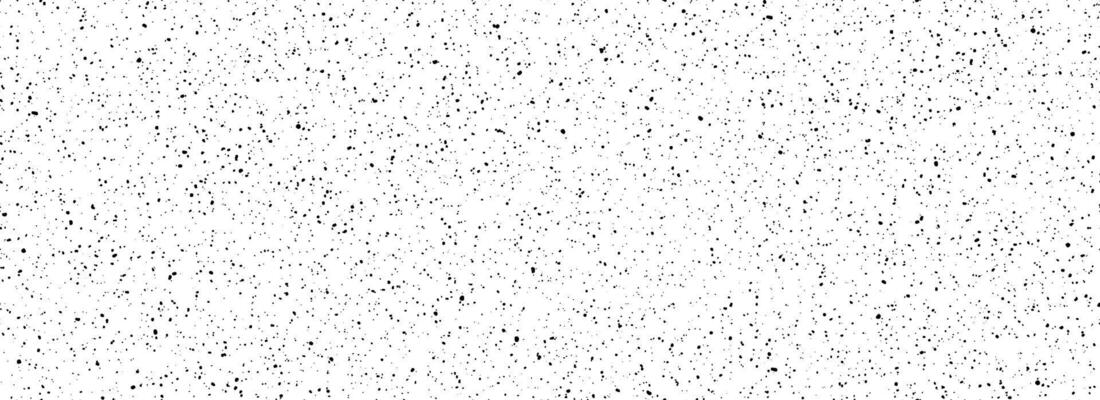 Dirty dotted seamless pattern. Black and white grunge sprinkles, particles, dust and splashes wallpaper. Distress noise grain repeating background. Random splattered gritty overlay texture.