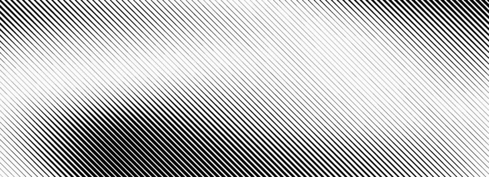 Fading line halftone gradient texture. Black diagonal stripe gradation background. Thin to thick vanishing slanted pattern backdrop. Oblique parallel stripe wallpaper for overlay, print, cover. vector