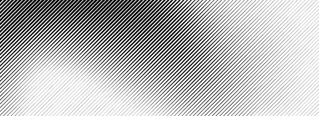Fading line halftone gradient texture. Black diagonal stripe gradation background. Thin to thick vanishing slanted pattern backdrop. Oblique parallel stripe wallpaper for overlay, print, cover