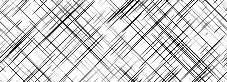 Black cross hatch seamless texture. Diagonal line repeating pattern surface. Rough sackcloth or burlap fabric background. Crosshatch linen canvas material overlay wallpaper. vector