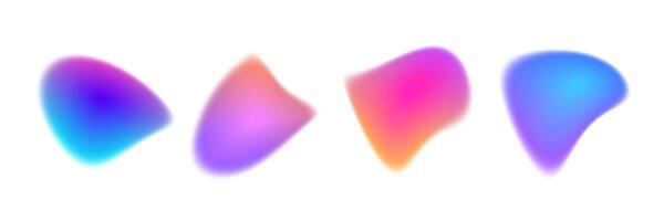 Bright colorful gradient blob set. Liquid blur gradation background collection. Iridescent blurry irregular shape pack for poster, banner, leaflet, brochure. Neon fading uneven aura bundle vector