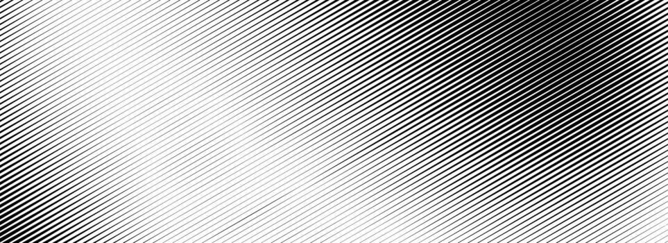 Fading line halftone gradient texture. Black diagonal stripe gradation background. Thin to thick vanish slanted pattern backdrop. Oblique parallel stroke wallpaper for overlay, print, cover vector