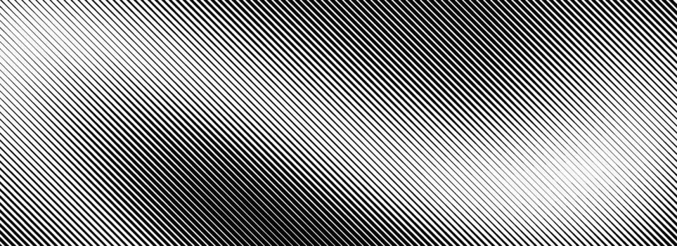 Fading lines gradient texture. Black diagonal stripes gradation background. Thin and thick vanishing slanted pattern backdrop. Oblique parallel strokes wallpaper for overlay, print, cover vector