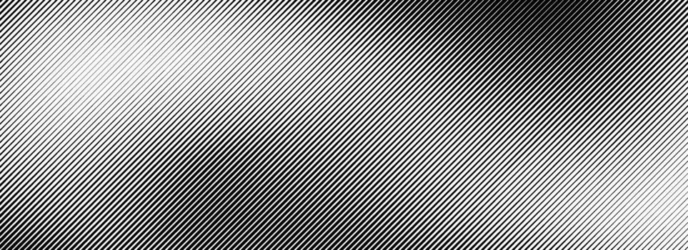 Fading line gradient texture. Black diagonal stripe gradation background. Thin and thick vanish slanted pattern backdrop. Oblique parallel stroke wallpaper for overlay, print, cover, banner. vector