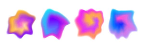 Bright colorful gradient blob collection. Liquid blur gradation background set. Iridescent blurry irregular shape pack for poster, banner, leaflet, brochure. Neon watercolor paint fluid bundle vector