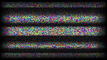 RGB TV static noise background. Glitch pixel television screen. Lost or bad TV signal VHS with black stripes wallpaper. White noise grain. CRT tv screen with interferences and glitches vector