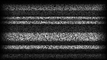 TV static noise background. Glitch pixelated television screen. Black and white TV signal VHS with black stripes wallpaper. White noise grain. CRT screen with interferences or glitches vector