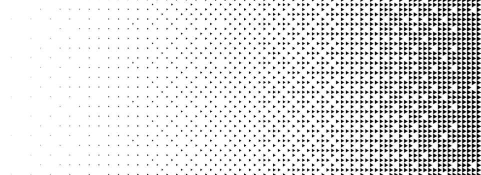 Fading triangle halftone gradient texture. Abstract geometric 8 bit background. Tech triangular binary gradation pattern. Vanishing dither arrow wallpaper for poster, banner, booklet. vector