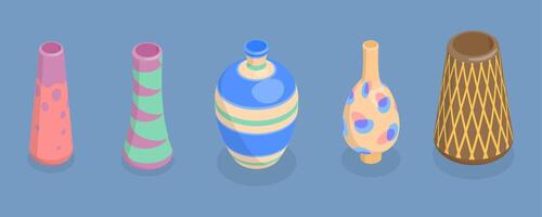 variety of colorful decorative vases vector