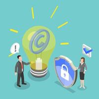 3D Isometric Flat Illustration of Intellectual Property, Important Aspects of Copyright And Patent vector
