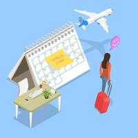 3D Isometric Flat Illustration of Annual Leave, Relaxing From Hard Work vector