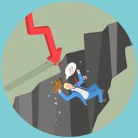 3D Isometric Flat Illustration of Business And Financial Crisis, Economy Collapse vector