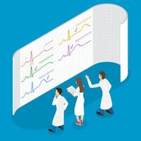 3D Isometric Flat Illustration of ECG Changes, Cardiac Rhythms vector