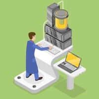 3D Isometric Flat Illustration of Gasoline Testing, Oil Petroleum Production And Exploration vector