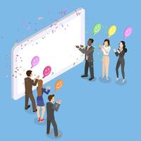 3D Isometric Flat Illustration of Smiling People Clap Hands and Welcoming, Effective Marketing Strategies vector