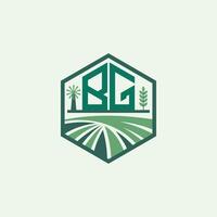 Modern Agricultural BG Logo Design. Letter BG Farm Logo and Field Icon for Eco-Friendly Branding. BG Sustainable Agriculture Emblem vector