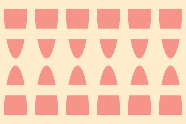 A pattern of pink and white squares