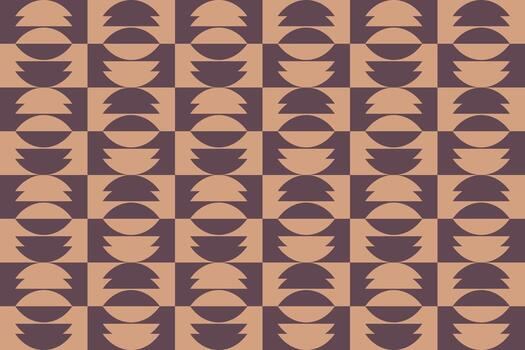 A pattern with circles and squares in brown and beige vector