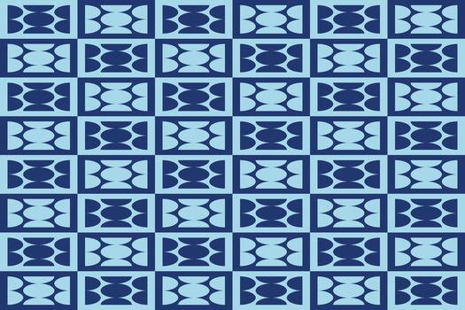 Blue and white pattern with circles and squares vector