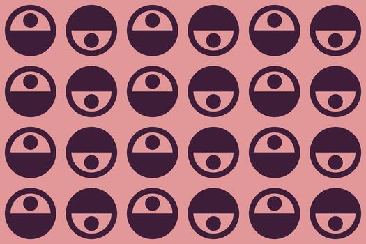Pattern with circles and oval shapes on a pink background vector