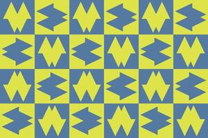 A blue and yellow checkered pattern with arrows vector
