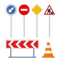 Road signs, set. Traffic signs on white background. Road traffic safety. illustration. vector