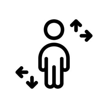 Person with arrows symbolizing input and output of information vector