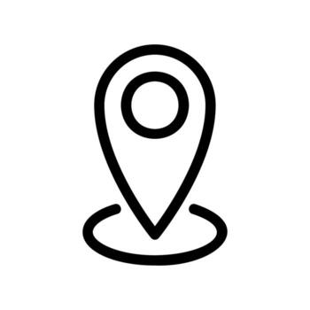 Minimalist line icon of a map pin for location and navigation vector