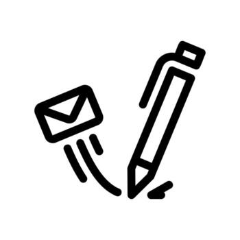 Icon of a pen and a flying envelope for message composition vector