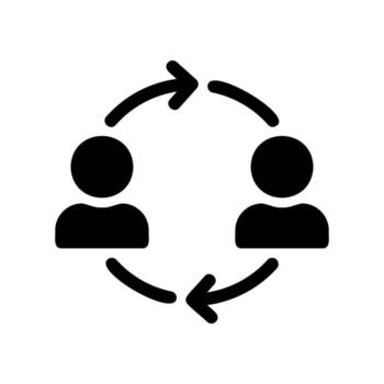 Reciprocal interaction two people icons in a circular exchange with arrows vector