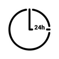 Clock icon with a 24h sign indicating around the clock service vector