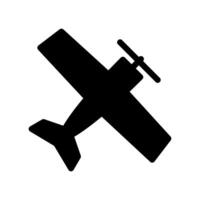 Black icon of a single engine propeller plane from above vector
