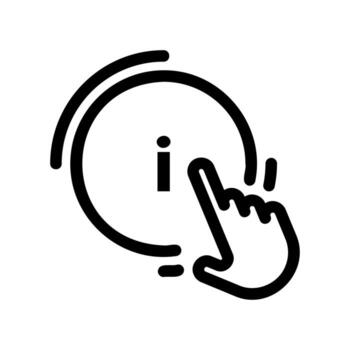 Hand cursor pointing at a circular information i symbol vector