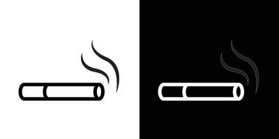 Cigarette icons set in stroke line style vector
