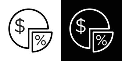 Dividend icons set in stroke line style vector